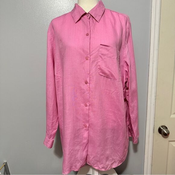 Ishyu woman’s pink button up long sleeve shirt size 2X - Picture 1 of 4